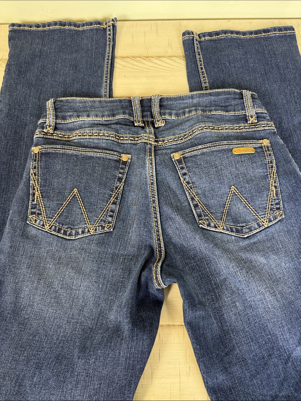 Wrangler Women’s Dark Blue Bootcut Jeans with Contrast Stitching